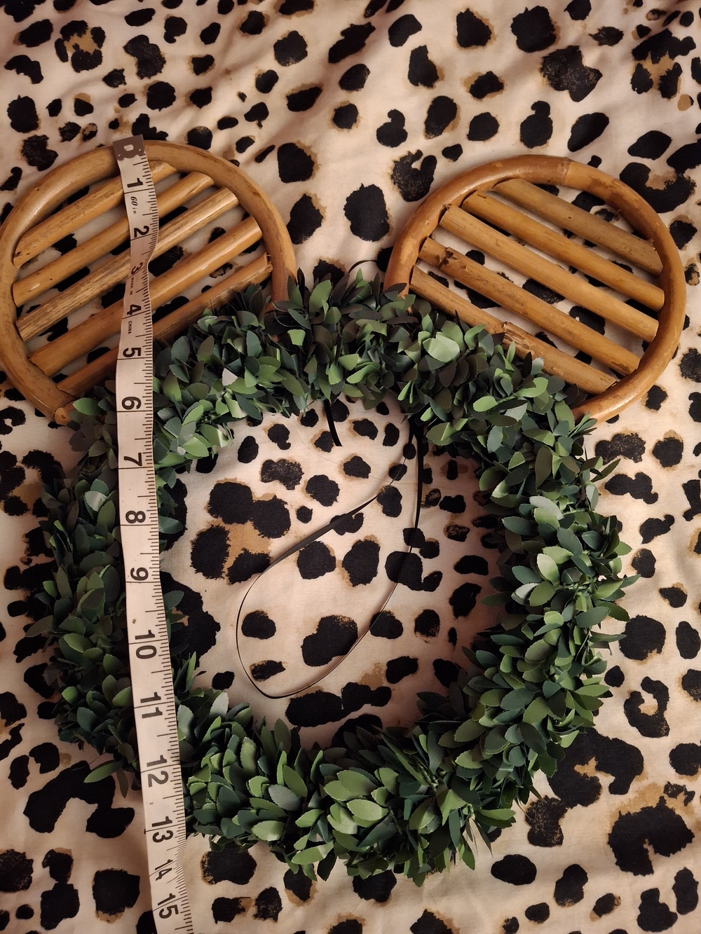 Handmade Minnie Mickey-Style Wreath with Greenery Bamboo - Picture 3 of 5